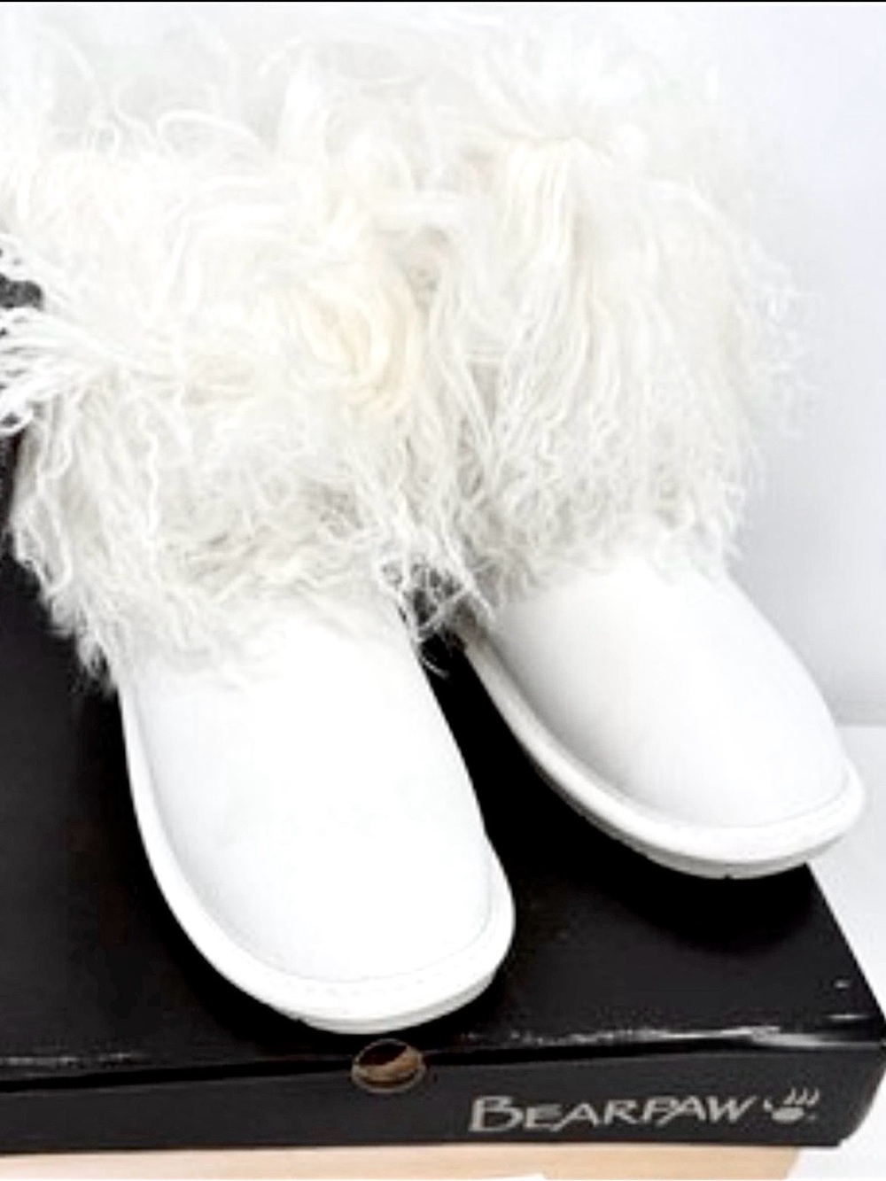 NEW BEAR PAW Boo Snow White Curly Mongolian Sheep Fur & Wool Warm Winter Boots